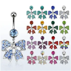 Piercing do pupíku - mašle s kamínky - PBV00589 1