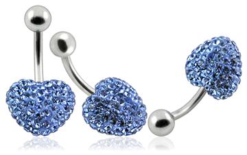 Piercing Crystal srdce se stříbrnou kuličkou PBSW00008