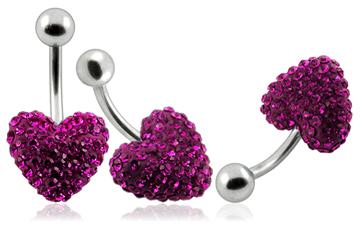 Piercing Crystal srdce se stříbrnou kuličkou PBSW00012