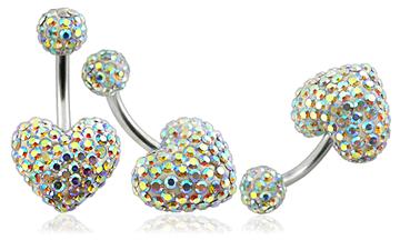 Piercing Crystal srdce s crystal kuličkou PBSW00021