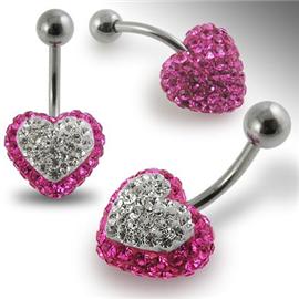 Piercing Crystal srdce se stříbrnou kuličkou PBSW00014