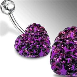 Piercing Crystal srdce se stříbrnou kuličkou PBSW00011