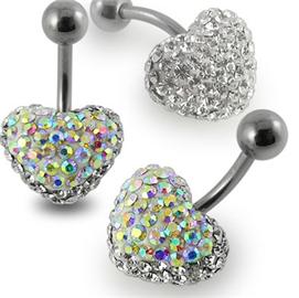 Piercing Crystal srdce se stříbrnou kuličkou PBSW00013