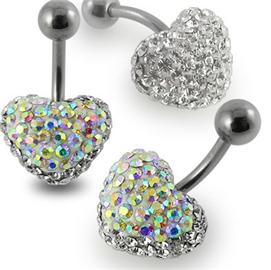 Piercing Crystal srdce se stříbrnou kuličkou PBSW00013