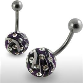 Piercing se stříbrnou kuličkou a příslušenstvím s krystaly PBSW00042