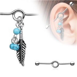 Industrial piercing s lístkem PIN00043