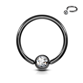 Piercing kroužek - kulička s kamínkem PKR00116